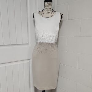 Calvin Klein White and Cream Midi Dress